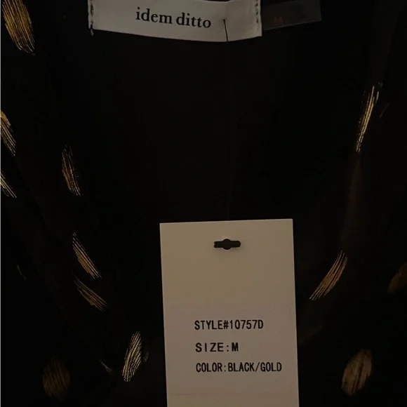 Women’s Black Long Sleeve Dress with Gold Dot Accents - Picture 3 of 3